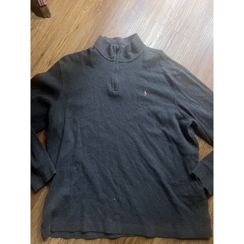 Polo Ralph Lauren Men's 1/4 Zip Sweater XL Estate Rib Charcoal Gray